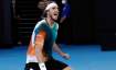 Stefanos Tsitsipas celebrates after defeating Benoit Paire in the third round of the Australian Open