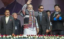 PM Narendra Modi arrivas to inaugurate the Dorjee Khandu