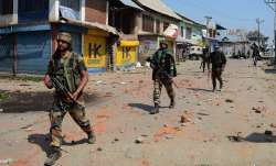   Army jawans during a gun battle between security forces