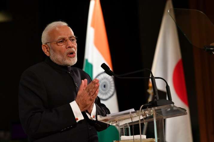 PM Modi addressing Indian and Japanese business leaders in